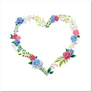 Floral heart Posters and Art